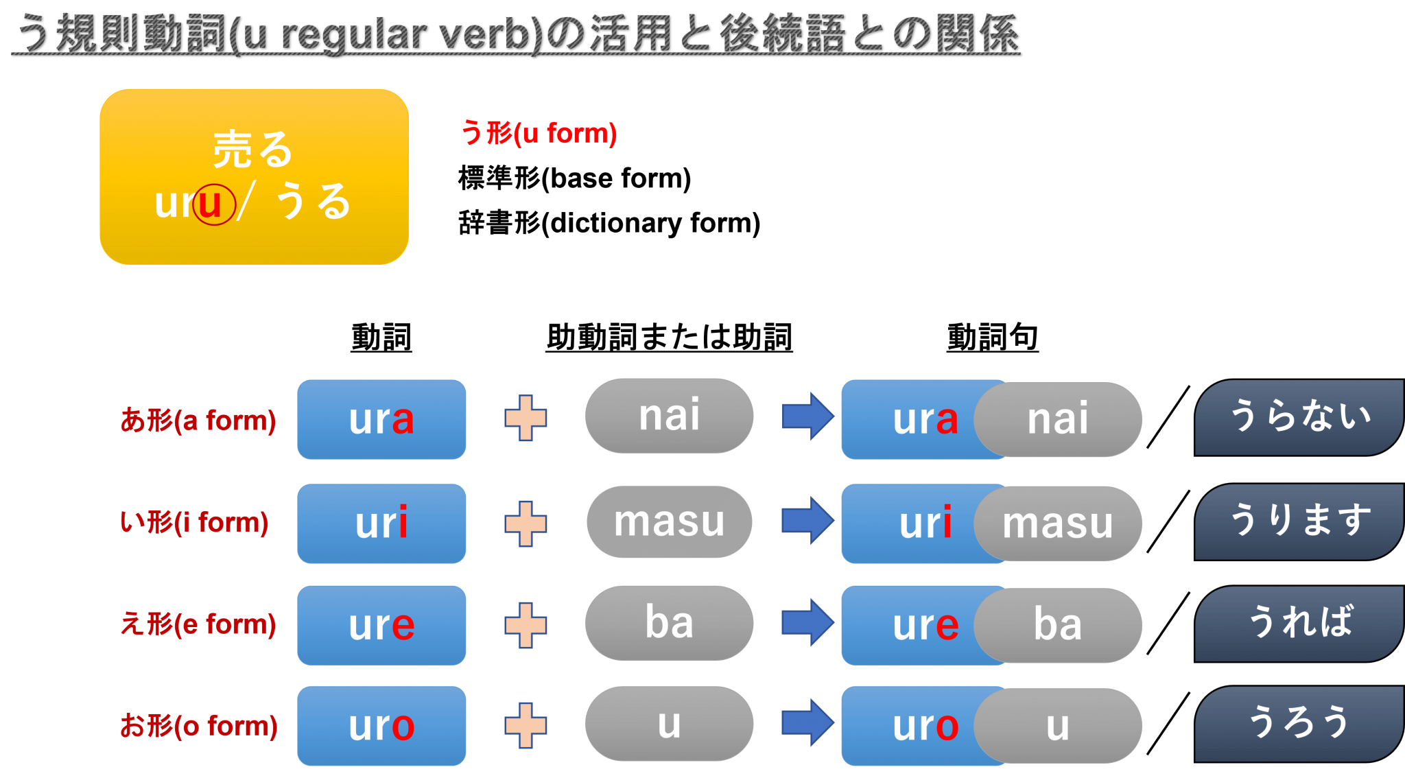 日本語の動詞の活用の教え方・覚え方(分かりやすい解説)